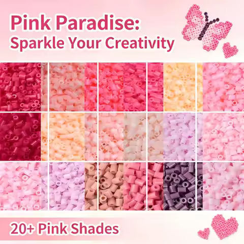 2.6mm Bulk Pink Color Series Perler Beads Refill Pack - 1000/5000pcs Fusible DIY Art Craft Fuse Bead