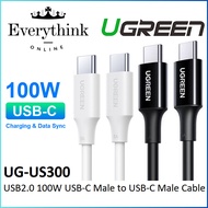 UGREEN US300 USB 2.0 100W USB-C MALE TO USB-C MALE CABLE FOR CHARGING & DATA SYNC CABLE - 1 METER (B