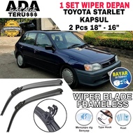 Wiper Blade Frameless Mobil Toyota Starlet Kapsul Starlet Kotak Sepasang 2 Pilihan Ukuran Pembersih 