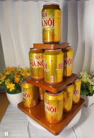 Tháp bày bia nước ngọttháp gỗ 3 tầng trưng bày ngày Tết ban thờ bằng gỗ xoan ta sơn PU phủ bóng chốn