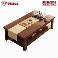 H226 Wooden Coffee Table Classic Elegant Modern Style Living Room Balcony Side Table Wide Double Sto