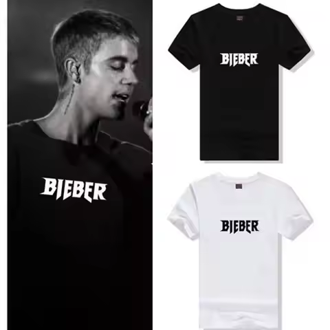 Justin Bieber's Same Style Concert Merchandise, European and American Music Justin Bieber Short-slee