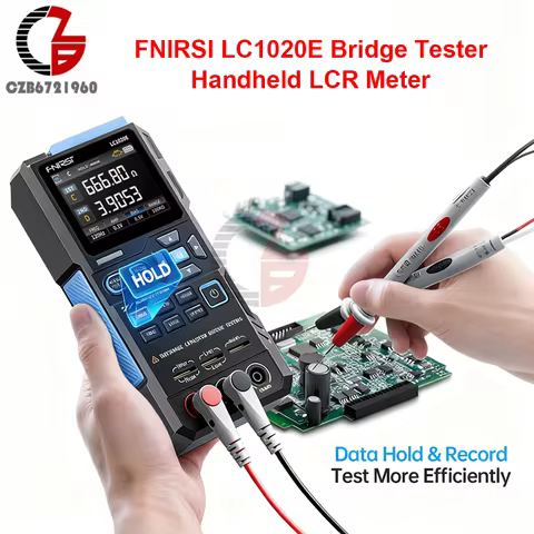 FNIRSI LC1020E Handheld Digital Bridge Tester LCR Meter Automatic Range Inductance Capacitance Resis