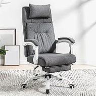 High Back Executive Chair Ergonomic Office Chair,Managerial Computer Desk Chair Flip Up Armrest Big Tall with Retractable Footrest and Metal Base for Home Office,Grey Comfortable anniversary
