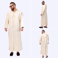 Jubah Putih lelaki Muslimah Baju Melayu Long Sweatshirt Kurta Set Kolar