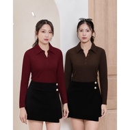 Nomitee's Warren Top Women's Long Sleeve Polo Shirt Collar Shirt Women Knitted Top Polo Shirt Women