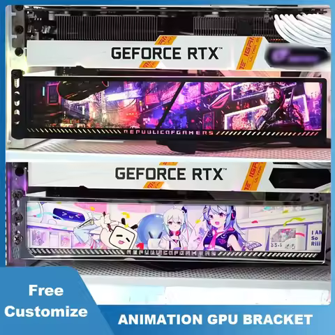 ARGB Graphics Card Bracket,Customized rtx5090 5080 4090 4080 Anime GPU Holder,PC Gaming Cabinet Deco