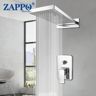 ZAPPO Concealed Shower System Polished Chrome 2-Function  Square Rainfall Shower Head with Mixer Tap