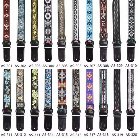 Guitar Bass Universal Strap Cotton Embroidery Straps Adjustable Neck Strap With Pick Electric Acoust