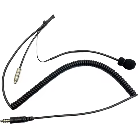 Spiral Coil Cord Cable E Spliter type Helmet Kit for IMSA with Dynamic Microphone Mininature Boom 3.