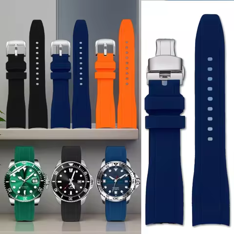 20mm 22mm Curved End Rubber Watch Strap For Casio Swordfish Duro MDV106-1A MDV-106/107-1A Bracele Wa