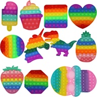 Rainbow/Unicorn/Dinosaur Pop It Fidget Toys Push Bubble Sensory Squishy Stress Reliever Anti-stress Toys