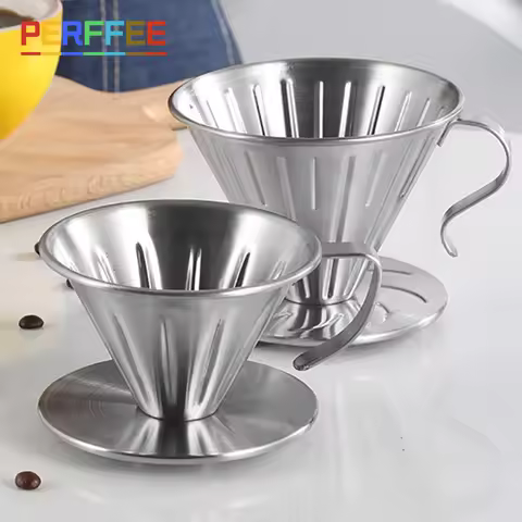 Stainless Steel Coffee Dripper Drip Coffee Filter Cup Barista Pour Over Coffee Brewing Cup Hand Brew