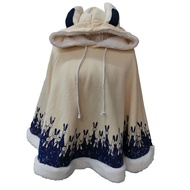 Kawaii Girls Cute Ear Poncho Women Cloak Coat Hooded Bat Sleeved Harajuku Pullover Loose Fleece Anim