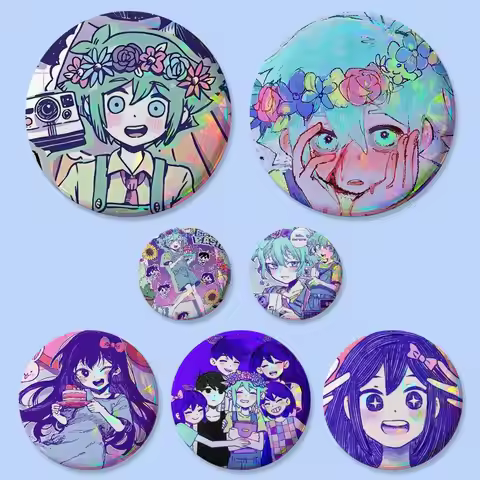 O-Omori Aubrey Basil Cute Badges Round Exquisite Badge Brooches Creative Pins For Clothes Hat Backpa