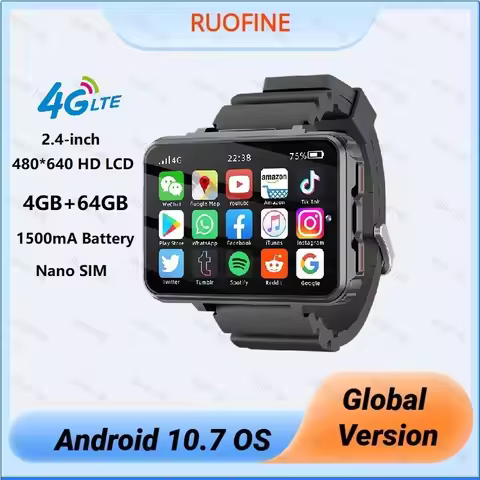 4G LTE Android Smartwatch 2025 Connected Watch Man Sim Card Phone Mobile 2.4 Inch 1.4GHz Electronics