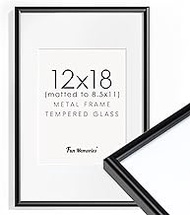 Fun Memories Black Picture Frame 12x18, 12 x 18 Aluminum Photo Frames for Wall, Metal 12x18 Frame Ma