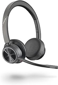 Poly-Voyager 4320 UC Wireless Headset (Plantronics)-Headphones with Boom Mic-Connect to PC/Mac via USB-A Bluetooth Adapter, Cell Phone via Bluetooth-Works with Teams (Certified), Zoom &amp; More,Black