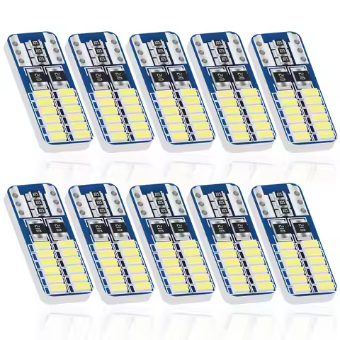 2/6/10/20PCS T10 W5W LED Car Interior Light T10 24 SMD 3014 Chip Warm White Ice Blue Clearance Lamp 