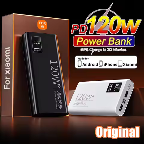 Original 500000mAh LED Powerbank For Xiaomi iPhone Samsung Mobile External Spare Battery Fast Type-C
