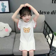 女童睡裙夏季薄款冰絲小女孩仙氣兒童睡衣公主風家居服寶寶空調服