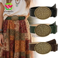 WITTEMY Western Cowboy Belt, PU Leather Punk Rock Carved Buckle Embossed Belt, Trendy Y2K Retro Vint