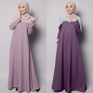 Muslimah Moden Lace Como Crepe Jubah Long Dress