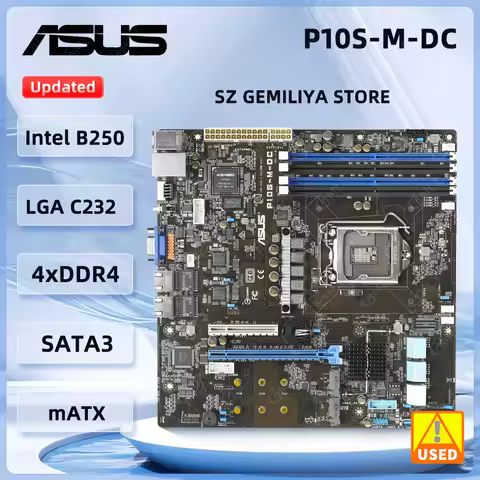 ASUS P10S-M-DC Servers Motherboard intel C232 LGA 1151 DDR4 64GB micro ATX support Intel Xeon series
