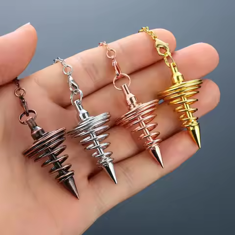 Fashion Jewelry New Rose Gold Dowsing Spiral Cone Pattern Healing Pyramid Pendule Reiki Amulet Reiki