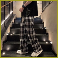 ⚕ ✰ ➲ ACHSAWAKE Men's Loose Plaid Pants Retro Fashion Korean Casual Pants