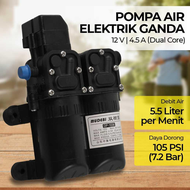 MUDEBI Pompa Air Elektrik Dual Core High Pressure Pump 12V 105 PSI DP-1036 Pompa Aquarium Sumur Keci