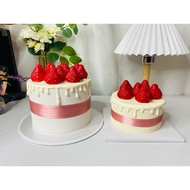 Mini size fake strawberry cake 12x6cm, birthday photo props displaying cake cabinet