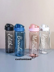 1pc 26oz/780ml Personalized Name Water Bottle - Customizable Plastic Drinkware, Hand Wash, Lightweig