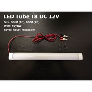5W LED Tube Light T8 DC 12V Battery Cool White 30CM Cover Frost Transparent Switch Battery Clip