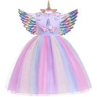 ZZOOI New Girl Rainbow Unicorn Dress For Kids Embroidery Ball Gown Baby Girl Princess Birthday Dress