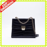 Zara Square Pushlock Croco Bag