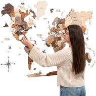 Enjoy The Wood 3D Wood World Map Wall Art Large Wood Wall Decor