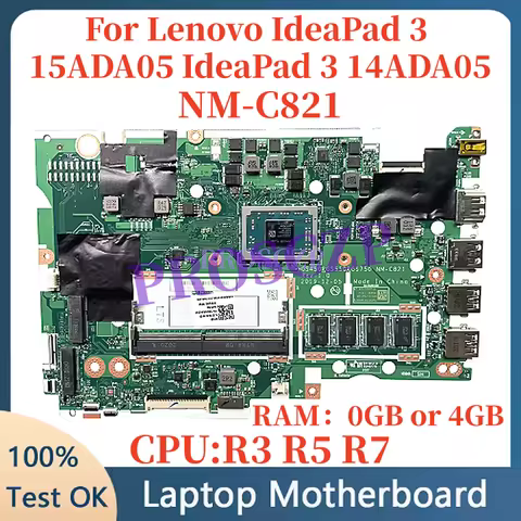 Mainboard NM-C821 For Lenovo IdeaPad 3 15ADA05 IdeaPad 3 14ADA05 Laptop Motherboard With AMD R3 R5 R