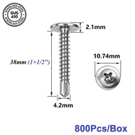 SUS410 Stainless Steel M4.2 Wafer Head Self Drilling Screw 19-50mm (1 Box) Skru Besi Tek Cross Head