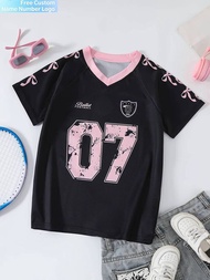 Summer 2026 New V-neck Jersey With Letter Print And V-neck Digital Jersey