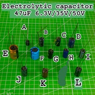 Electrolytic capacitor 47uF 6.3V/35V/50V