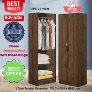 Wooden Wardrobe 2 Door Rak Baju Kayu 2 Pintu Almari Baju Cupboard Cabinet Closet Bedroom Storage Furniture ARTY SPACE