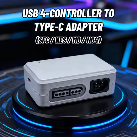 USB 4-controller SFC/NES/MD/N64 Controller To Type-C Interface Adapter 3D Printed Housing 7Pin Contr