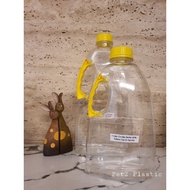 PET 2 1L Litre / 2L Litre Cordial Bottle With Yellow Cap & Handle Botol Kordial Water Bottle