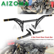 FXLRST Motorcycle Saddlebags Crash Bars Engine Guards Bumpers Protector For HARLEY Softail Low Rider