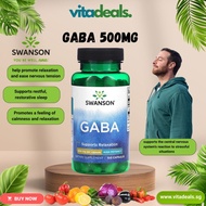 Swanson GABA 500mg, 100 Capsules - Relaxation & Stress Relief Health Supplement - Vitadeals