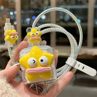 Yellow SmallBINTANG Charger Protector 18w & 20w Cartoon Cable Protector iPhone Charger Head Adapter 