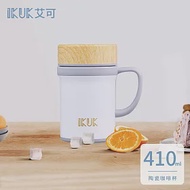 【IKUK艾可】陶瓷保溫獨享手把杯410ml保溫瓶(內膽陶瓷一體成形無接縫不掉漆) 沐光白