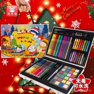 Children's Watercolor Pen Set Drawing Kit Stationery Theme Crayons108Carton Series Christmas Cat Gif