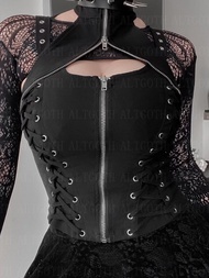 AltGoth Dark Gothic Vintage Bandage Vest Women Harajuku Punk Grunge Halter Corset Camis Emo Alternat